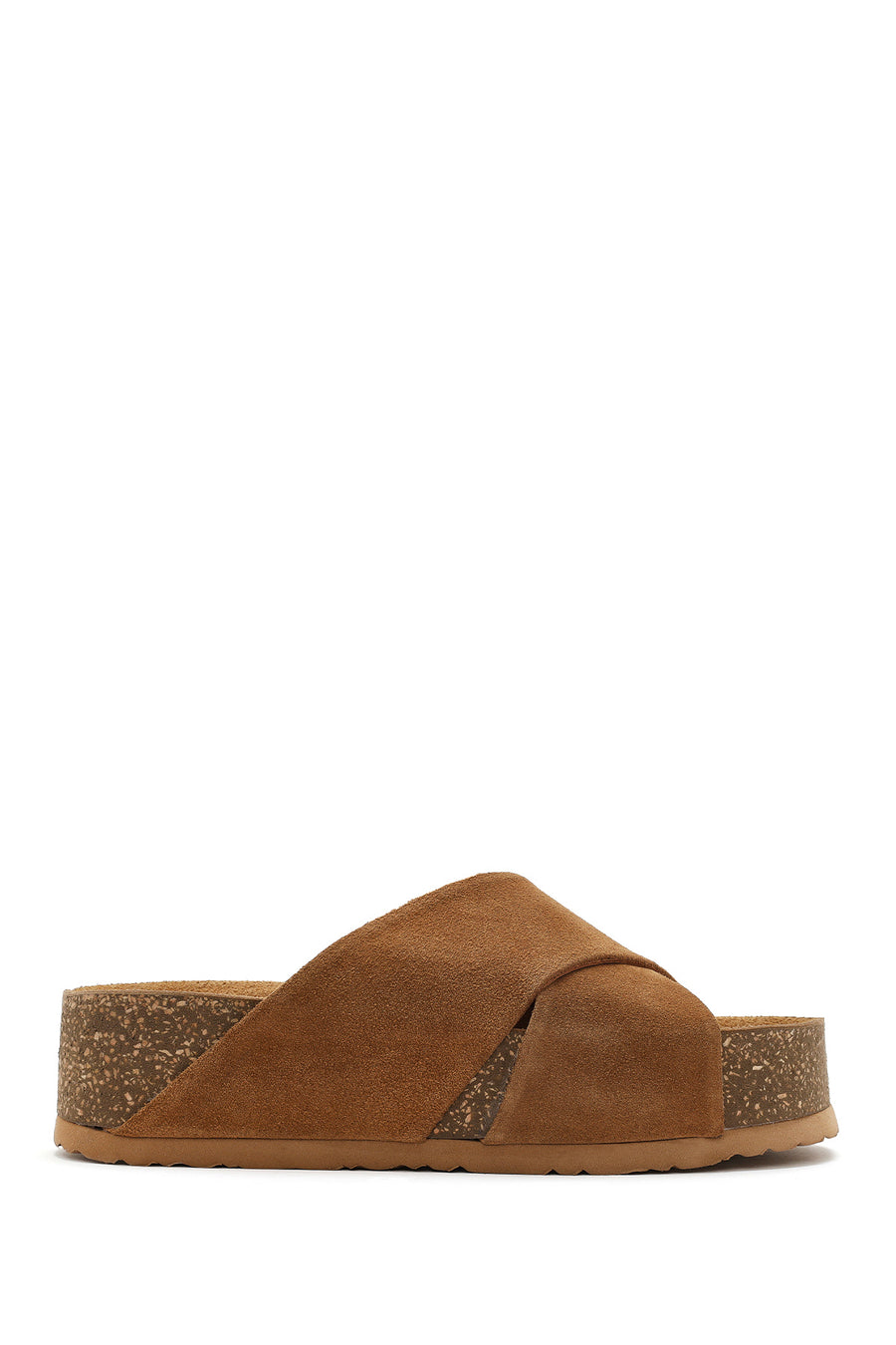 Women's Brown Thick Soled Suede Leather Slippers 25SFD180910 | Derimod