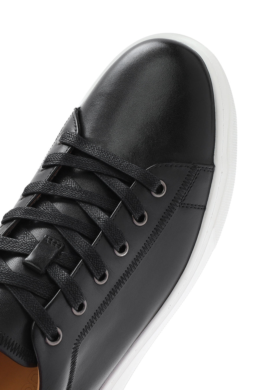 Men's Black Lace-up Leather Sneaker