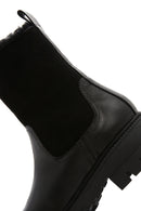 Women's Black Leather Chelsea Boots with Fur Inside | Derimod