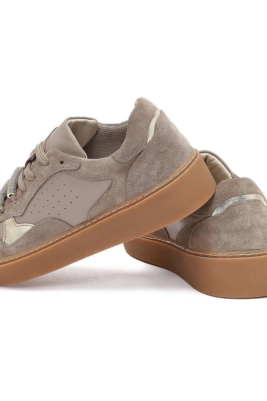 Kadın Vizon Bağcıklı Deri Sneaker