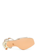 Woman Gold Ankle-Strap Buckled High Thin-Heel Metallic Sandal | Derimod