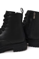 Woman Black Zip Closure Combat Boots | Derimod