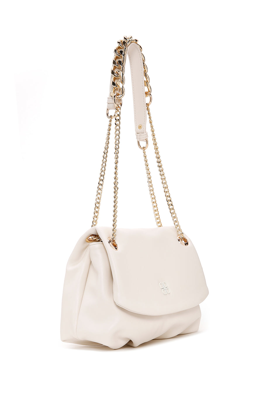 Women's Cream Long Chain Strap Shoulder Bag