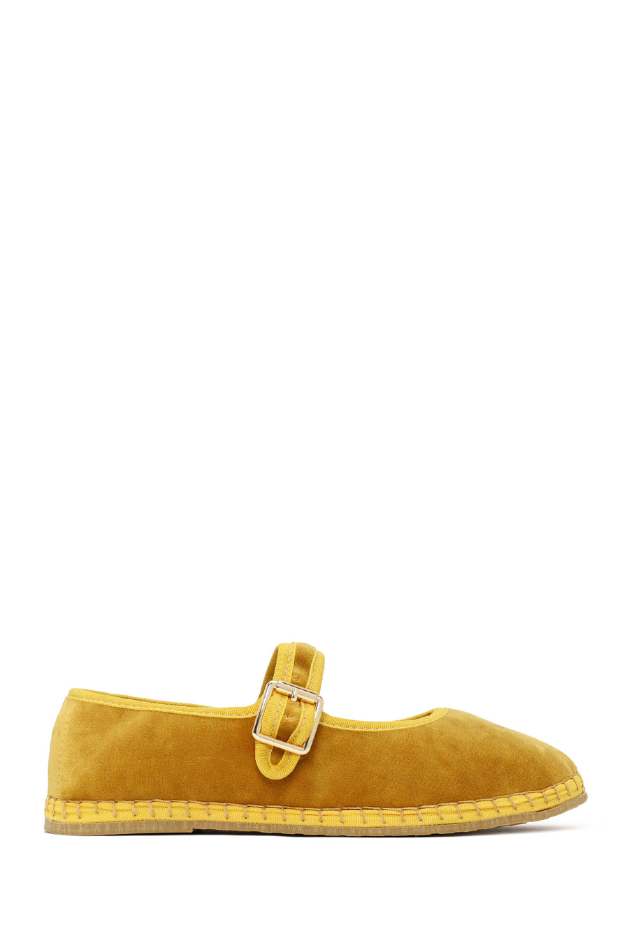 Woman Yellow Buckled Fabric Mary Jane Ballerine flats 26PFD20626F | Derimod