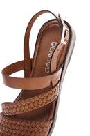 Women's Tan Ankle Strap Leather Bodrum Sandals | Derimod