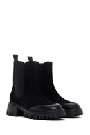 Women's Black Suede Leather Chelsea Boots | Derimod