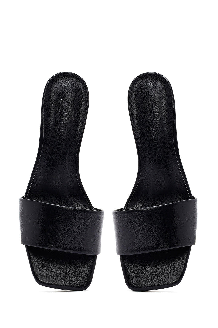 Women's Black Thin Short Heeled Slippers