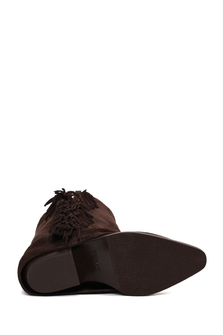 Woman Brown Thick-Heeled Suede Cowboy Boots