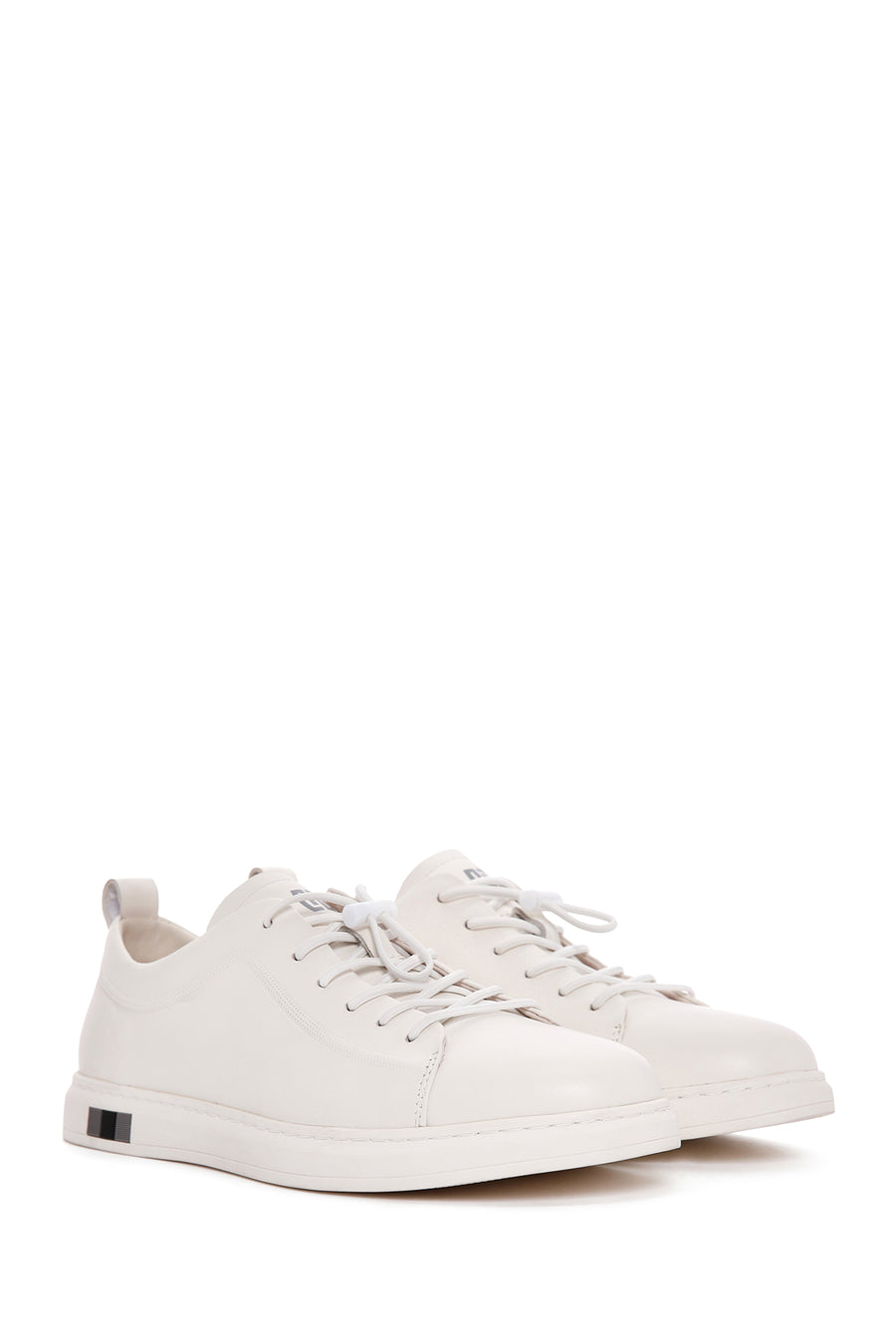 Men's White Lace-up Leather Sneaker