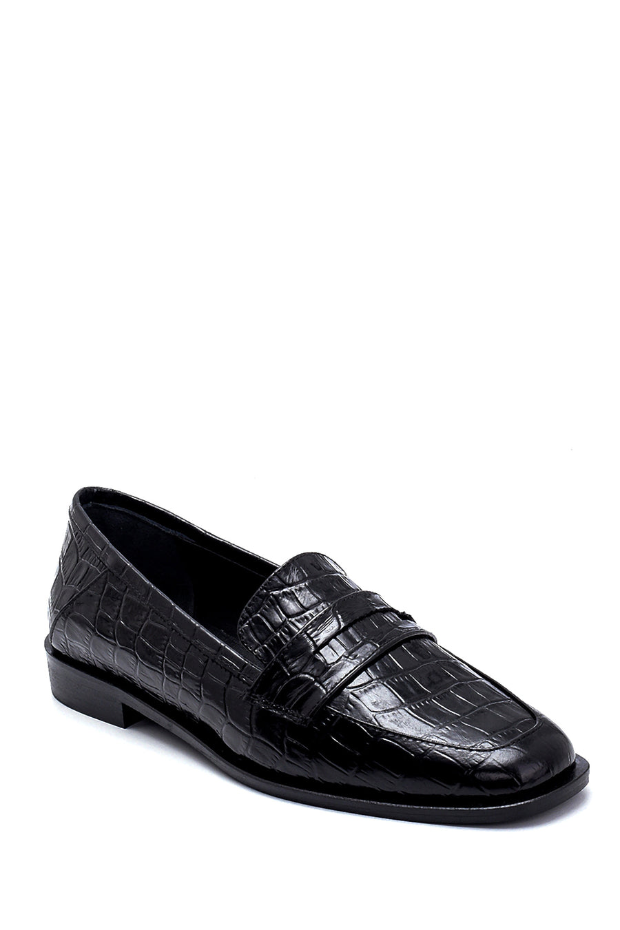 Kadın Deri Kroko Detaylı Loafer