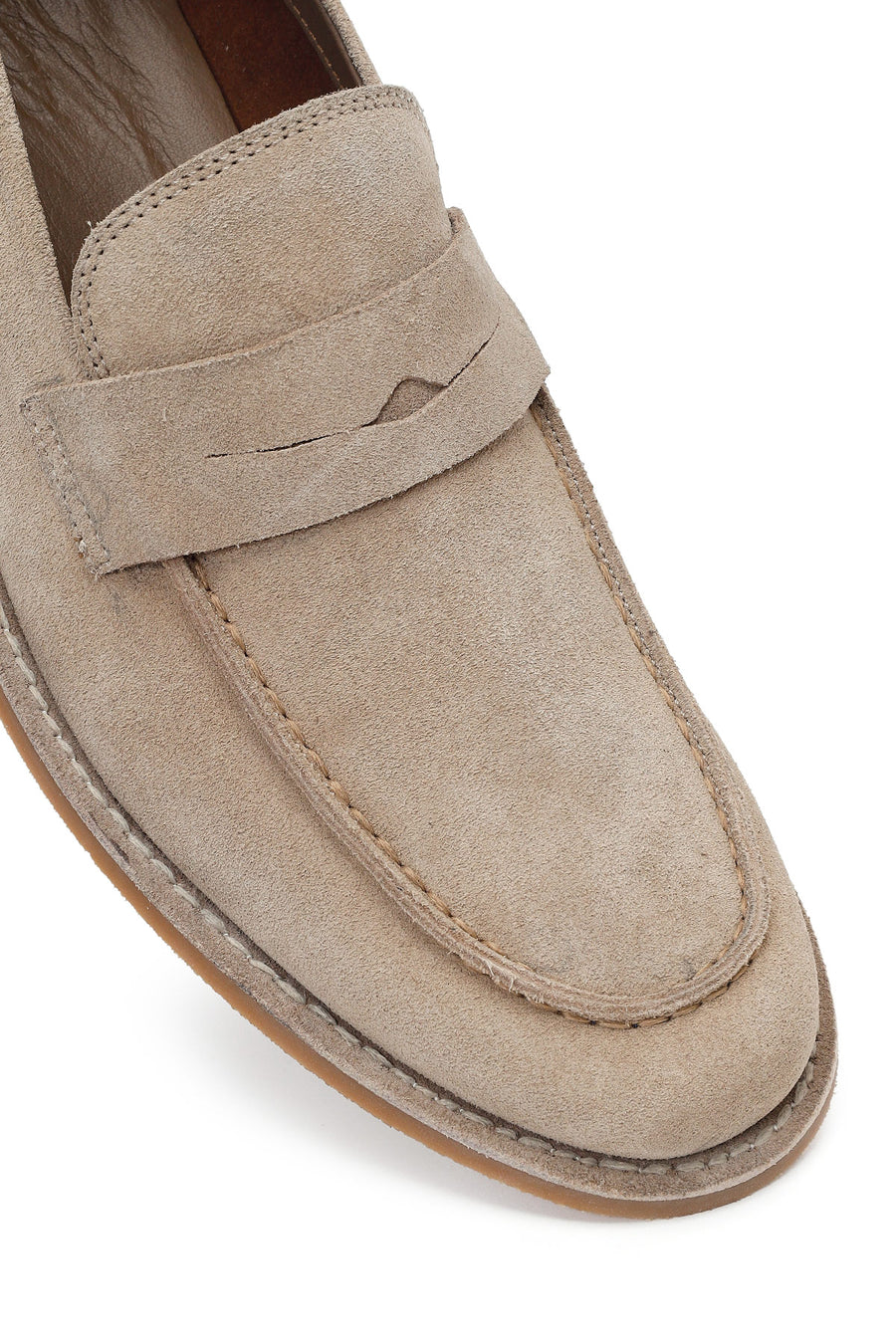 Derimod Black Erkek Bej Süet Deri Klasik Loafer