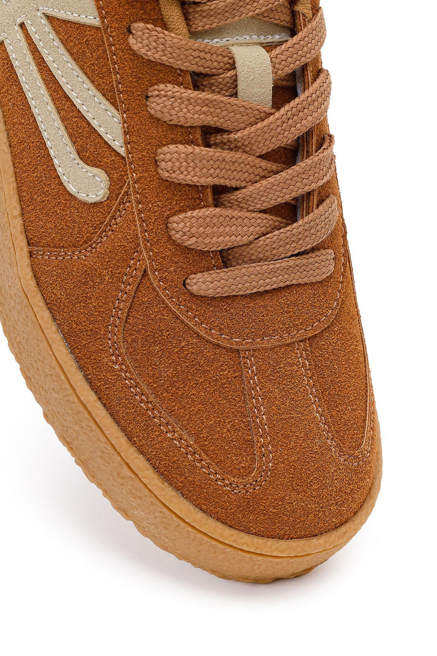 Woman Tan Lace-up Sneakers