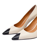Women's Cream Thin Heeled Leather Stiletto | Derimod