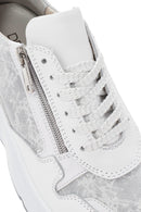 Women's White Wedge Heeled Lace-up Leather Sneaker | Derimod