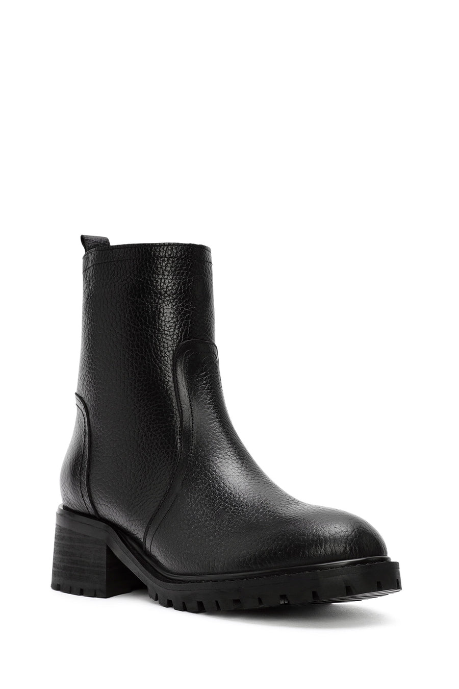 Woman Black Zip Closure Leather Boots