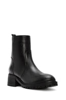 Women's Black Zippered Leather Boots | Derimod