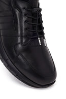 Erkek Siyah Bağcıklı Deri Sneaker | Derimod