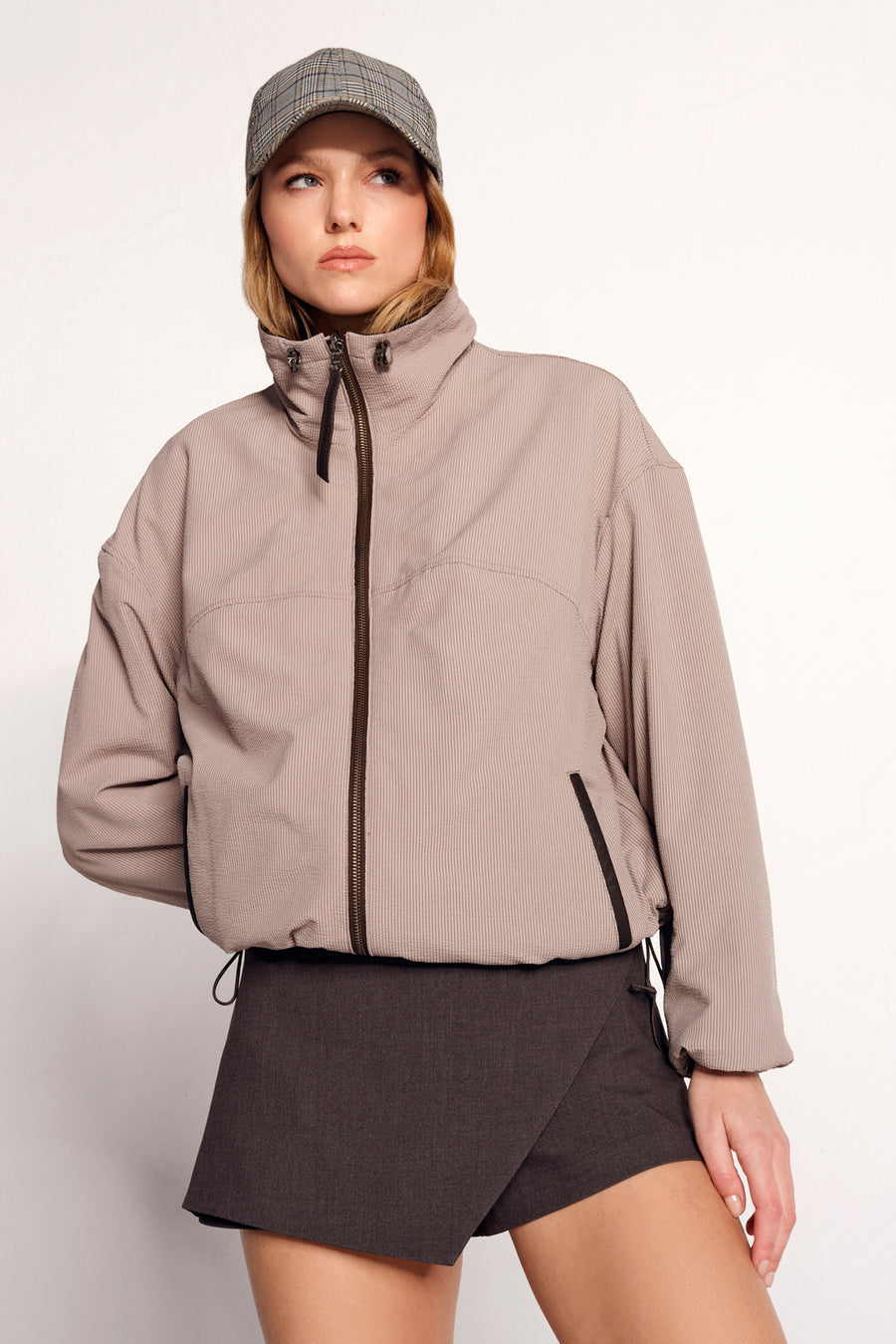 Arlin Woman Brown Reversible Oversized Leather Jacket