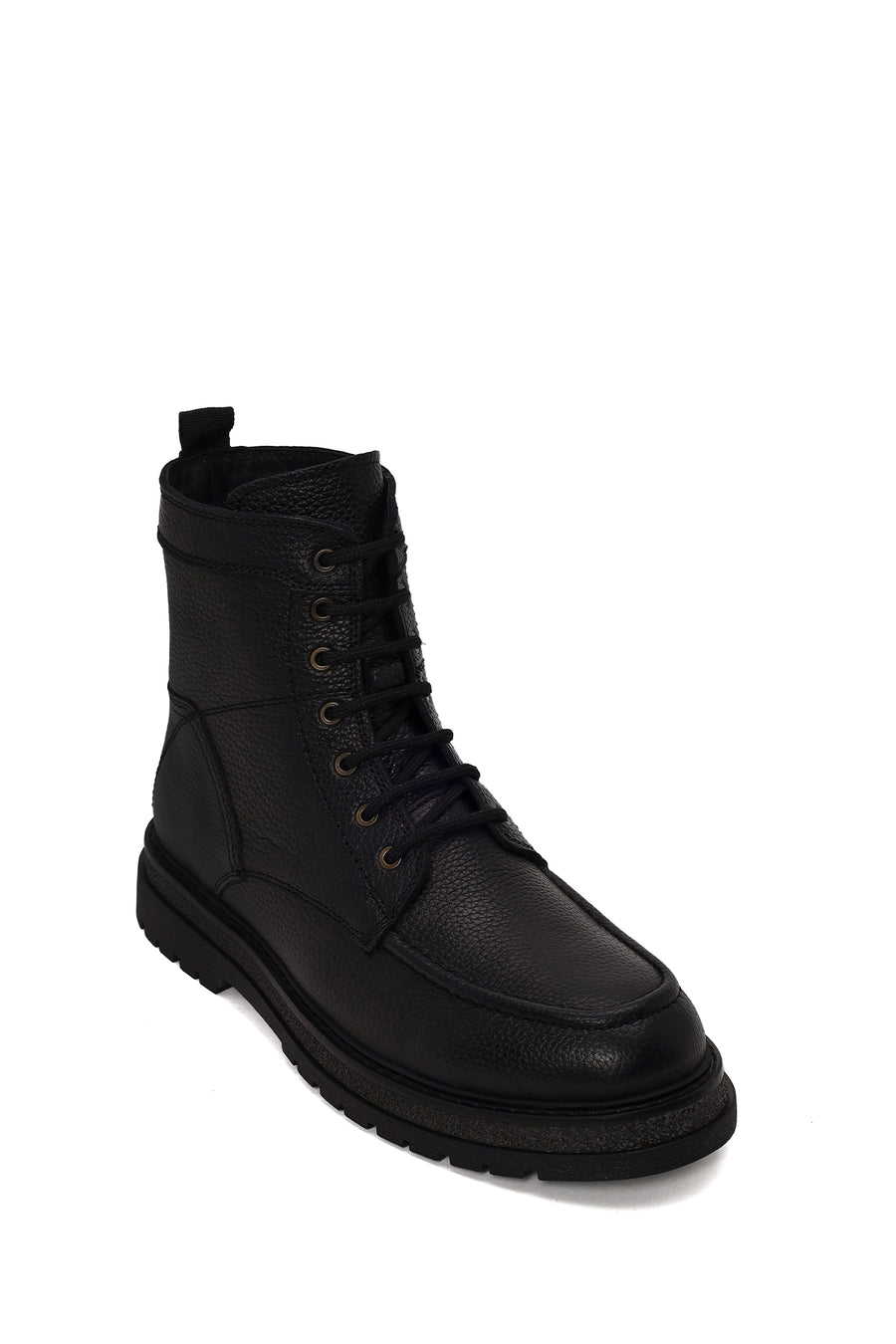Male Black Lace-up Leather Casual Boots