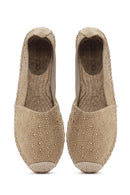 Women's Beige Suede Leather Stone Espadrille | Derimod