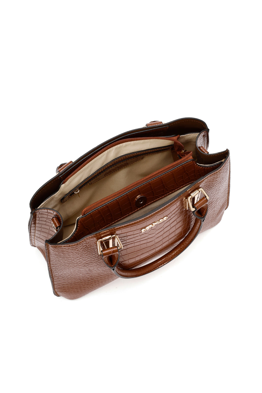 Women's Brown Long Strap Crocodile Handbag