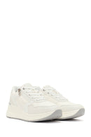 Woman White Side-Zip Lace-Up Thick-Sole Sneakers | Derimod