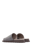 Women's Gray Stone Leather Slippers | Derimod