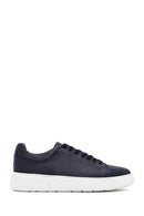 Men's Navy Blue Lace-up Thick-Sole Leather Sneaker | Derimod