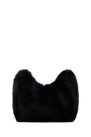 Women's Black Long Strap Plush Shoulder Bag | Derimod