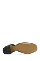 Women's Black Ankle Buckle Low Thick Heel Patent Leather Shoes | Derimod
