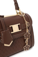 Woman Brown Long-Strap Charmed Mini Shoulder Bag | Derimod