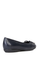 Geox Women's Navy Blue Annytah Leather Ballerinas | Derimod