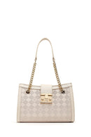 Women's Cream Long Strap Printed Shoulder Bag | Derimod