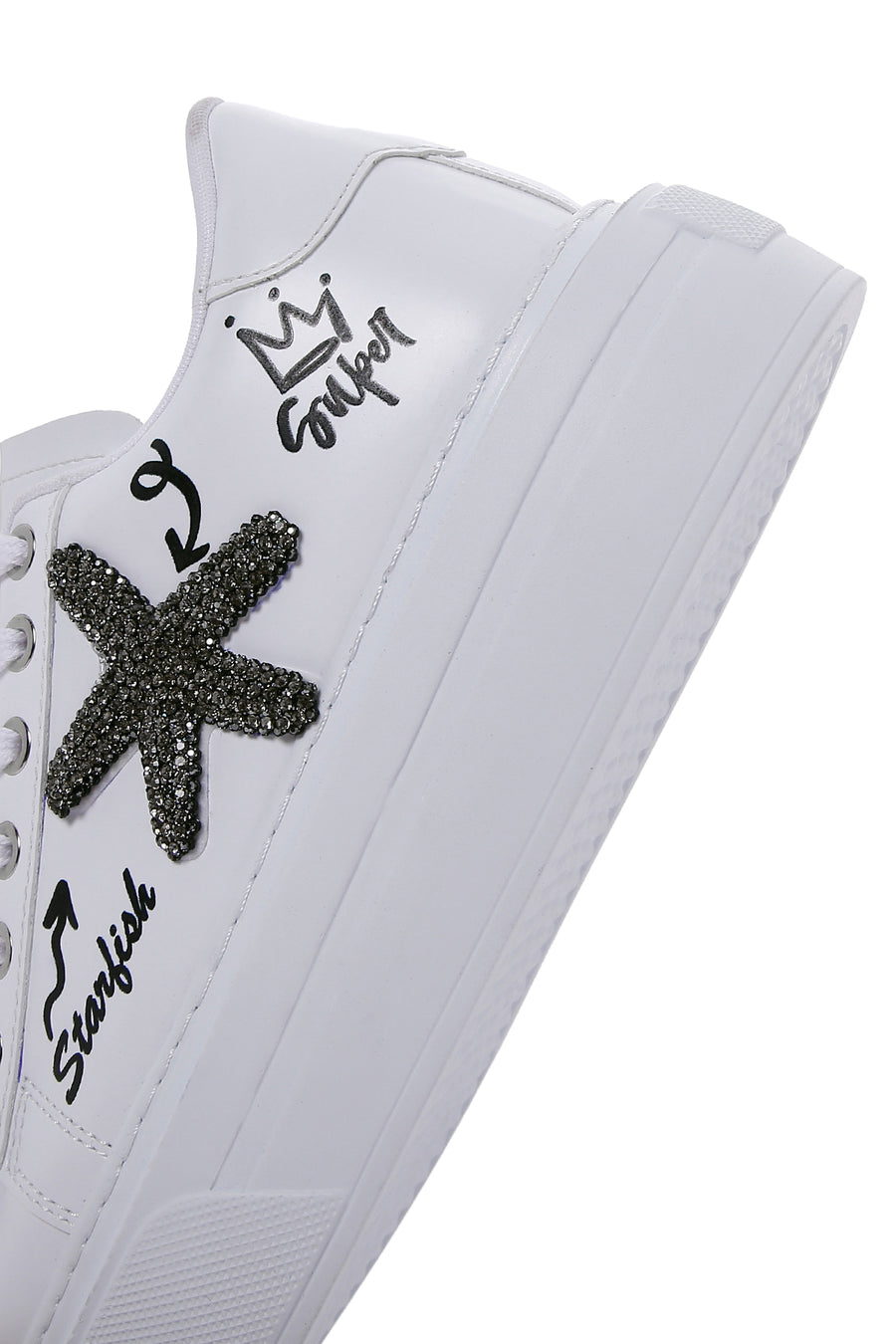 Kadın Beyaz Taşlı Kalın Tabanlı Sneaker