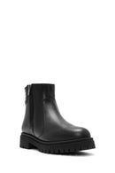 Women's Black Zippered Leather Casual Boots | Derimod