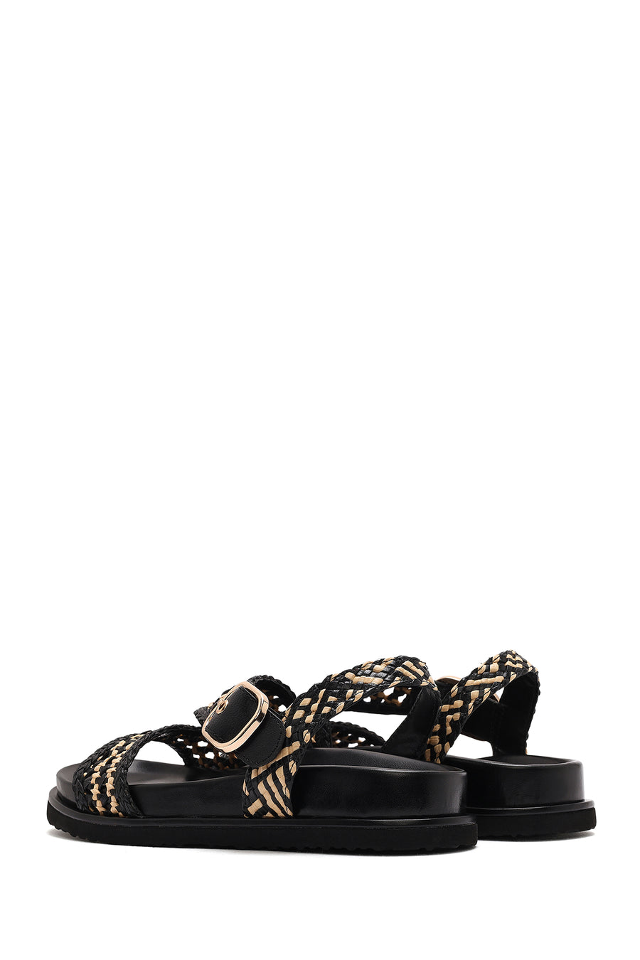 Women's Black Strappy Leather Sandals