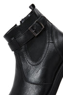 Men's Black Leather Zippered Casual Boots | Derimod