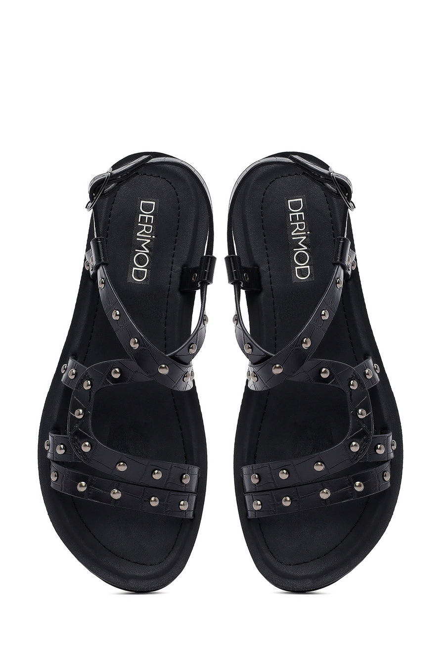 Women's Black Crocodile Sandals