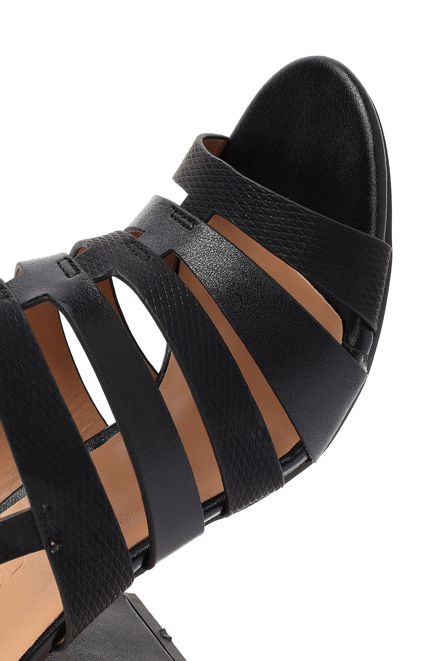 Women's Black Ankle Buckle Thick Heel Sandals