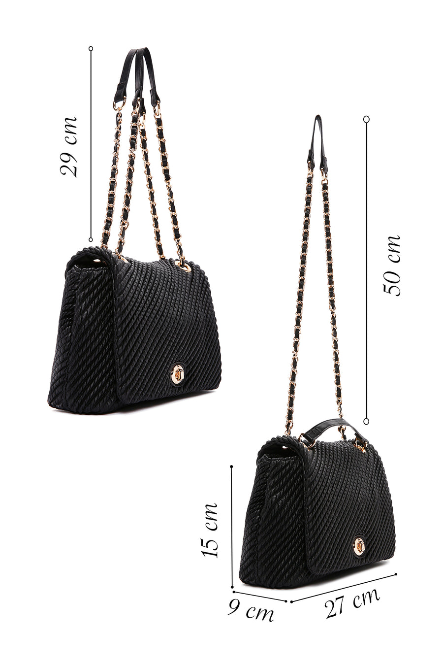 Women's Black Long Strap Printed Shoulder Bag