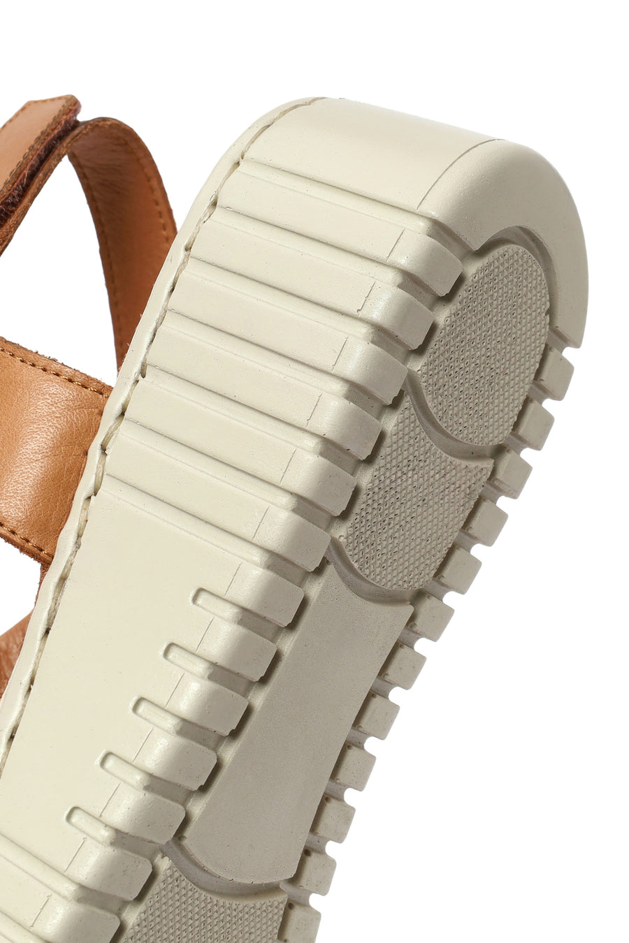 Woman Tan Chunky-Soled Leather Comfort Sandals