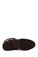 Woman Mink Buckled Suede Boots | Derimod