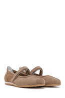 Women's Mink Banded Suede Leather Ballerinas | Derimod