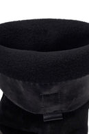 Woman Black Thick-Heeled Suede Leather Cowboy Boots | Derimod