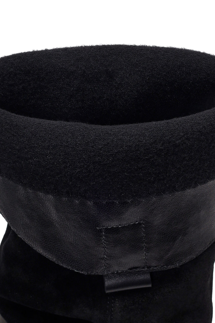 Woman Black Thick-Heeled Suede Leather Cowboy Boots