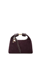 Women's Burgundy Long Strap Suede Leather Mini Handbag | Derimod