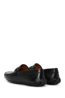 Men's Black Leather Braided Buckle Loafer | Derimod