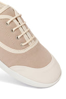 Woman Beige Lace-up Leather Sneaker | Derimod