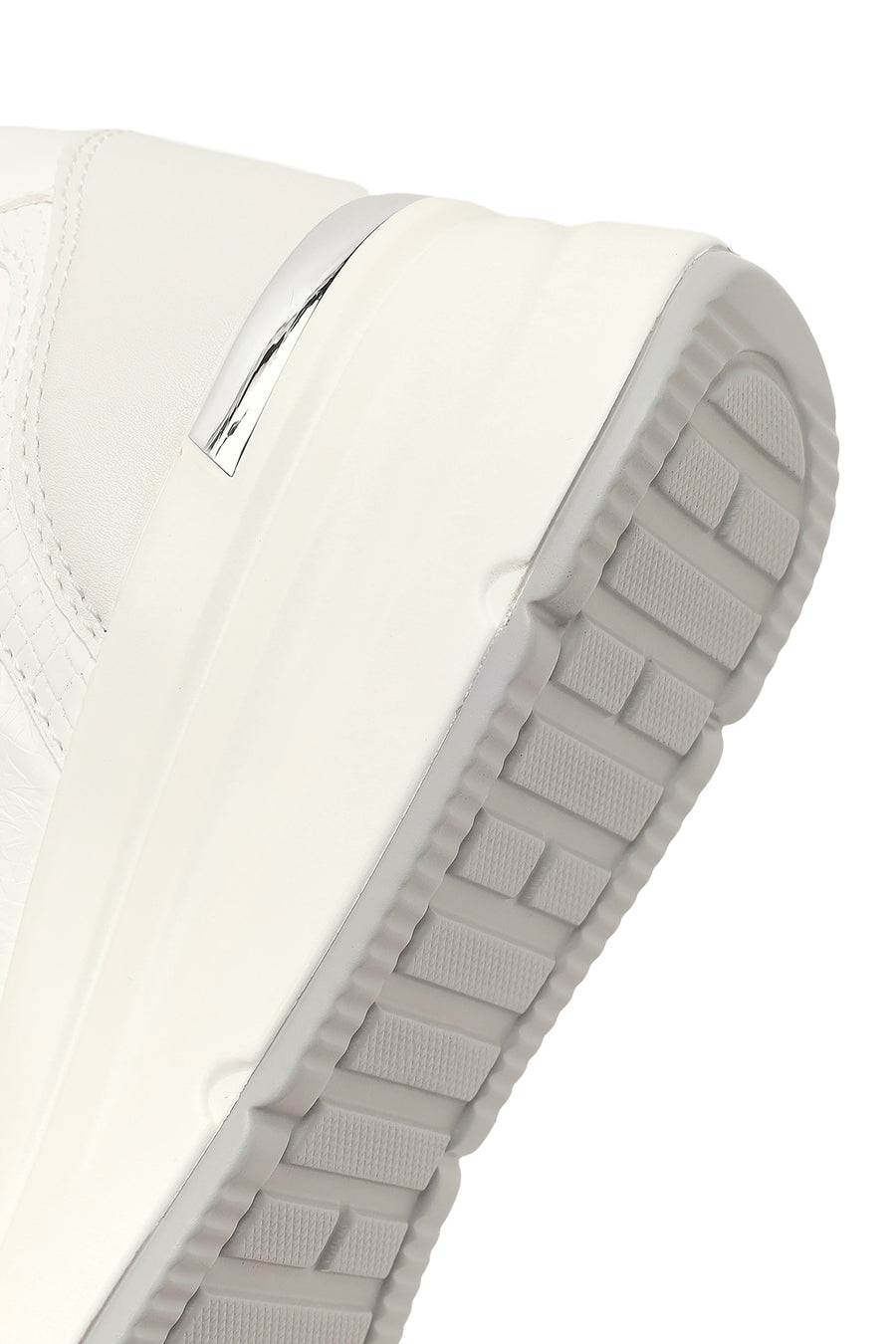 Woman White Side-Zip Lace-Up Thick-Sole Sneakers