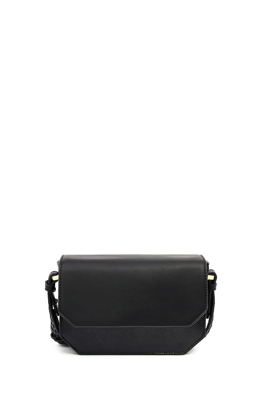 Women's Black Long Strap Patterned Crossbody Bag